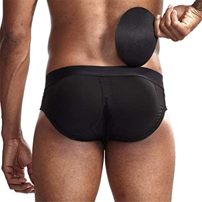 Image of JOCKMAIL Mens Briefs Padded Underwear Athletic Cycling Brief with Butt Pad Hip Up (M, Black)
