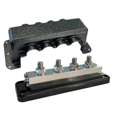 Image of Victron Energy Busbar 600 amp 70VDC, 4 High Current Connections Terminals with Cover