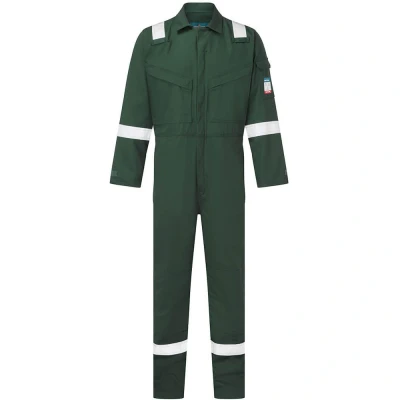 Image of Portwest Flame Resistant Light Weight Anti Static Coverall 280g Green Medium