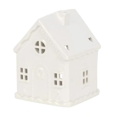 Image of Tech Island Wax Burner, Ceramic Gingerbread House Oil Burne, Melt Burners, Melts, Aromatherapy Diffuser, Essential For Diffusers Home Decor, Room Décor (White)