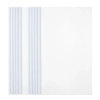 Image of M&amp;G 10 Pcs Report Covers with Sliding Bar, 5mm Clear Folders Large Sheets Capacity A4 Size File Document Organizer Binder for Classroom Office, White
