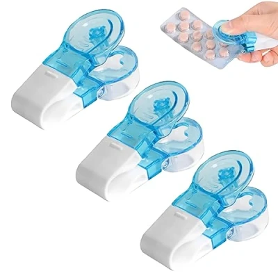 Image of Portable Pill Taker Remover Puncher Tool Cutter for Small Pills Dispenser Storage Box Tablet Popper Case Elderly