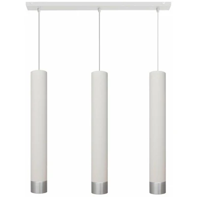 Image of Tuba Straight Bar Pendant Ceiling Light White, Chrome 60cm