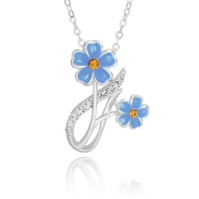 Image of Equilibrium Forget Me Not Elegant Silver Plated Pendant Necklace