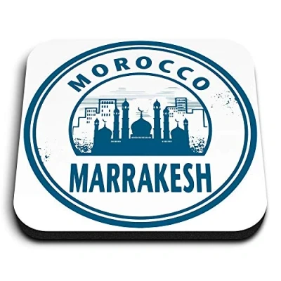 Image of 1 x Square MDF Fridge Magnet Morocco Marrakech Travel Stamp 5731