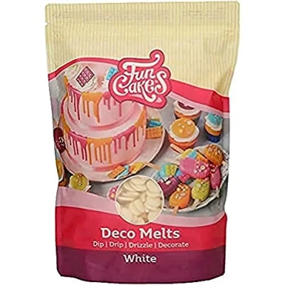 Image of FunCakes Deco Melts White Dip, Drip, Drizzle and Decorate! Melt in The Microwave Pour Every Shape. Make Candy, Drip Cakes, Lollipops Decorate Cookies Cupcakes! AZO Free. 1 kg.