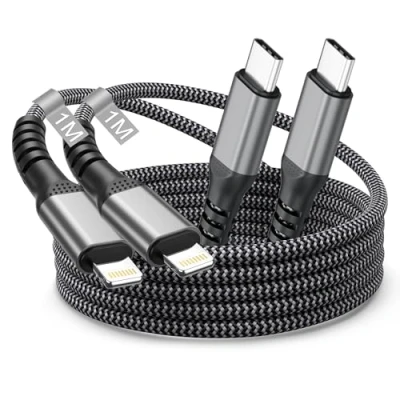 Image of USB C to Lightning Cable 1M 2Pack, MFi Certified Apple iPhone Fast Charger Charging Type for 14/14 Pro/14 Pro Max/13 Pro/13/12/12 Mini/11/XS/XR/8/SE