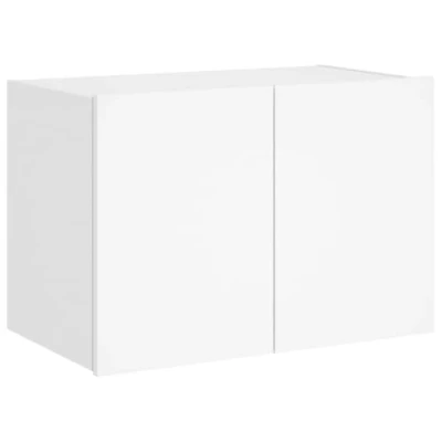 Image of vidaXL LED Lit Wall Hanging TV Cabinet Modern Floating Media Storage Unit in White Engineered Wood Construction 60x35x41 cm