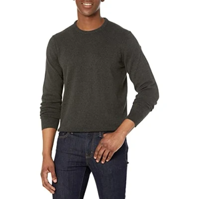 Image of Amazon Essentials Men&#039;s Crew Neck Sweater (Available in Big &amp; Tall), Charcoal Heather, L