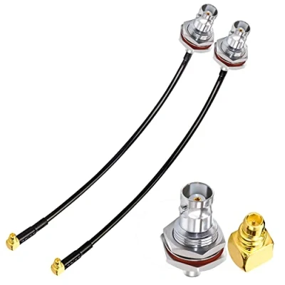 Image of TUOLNK BNC Female Bulkhead to MMCX Male Right Angle RF Coax Cable 6inch (15cm) Extension RG174 for Wifi Antenna/GPS Antenna Pigtail Coaxial 2 Pack