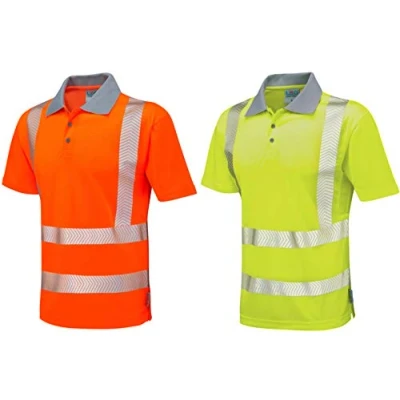 Image of Leo Workwear Woolacombe P03 Class 2 Reflective Hi Vis Comfort Polo Shirt, 2XL, Yellow