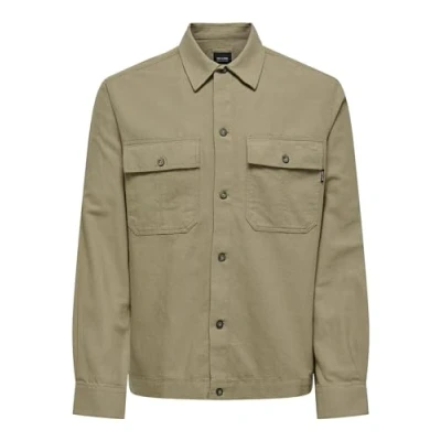 Image of Only &amp; Sons Long Sleeve Kennet Life Linen Overshirt XL