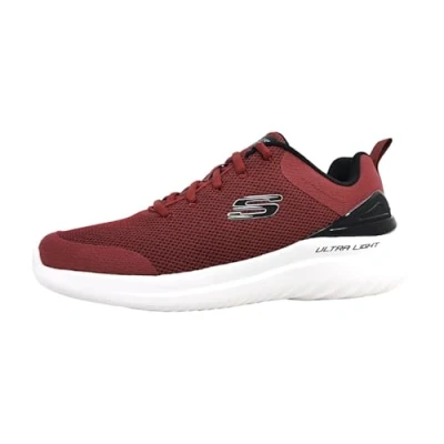 Image of Skechers Men&#039;s Bounder 2.0 Nasher Trainers, Burgundy Mesh Black Trim, 8.5 UK