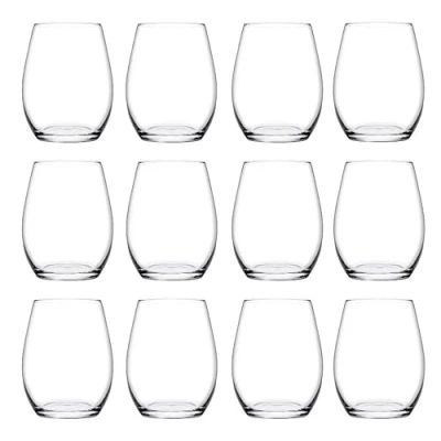 Image of Queensway Home &amp; Dining Set of 12 Amber Tumblers, 350ml Whiskey and Cocktail Glasses Elegant Glassware for All Occasions