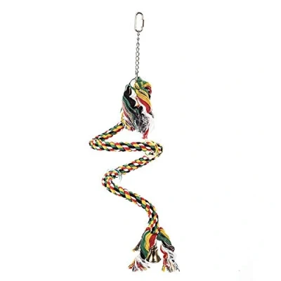 Image of Boing Cotton Spiral Parrot Toy &amp; Perch for Bird Cages and Playstands Small