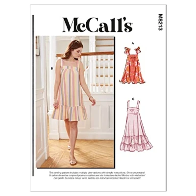 Image of McCalls Sewing Pattern M8213Y Y (XS S M) Misses&#039; Dresses, Multi Colour