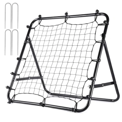 Image of Rebounder Net Practise Football Training Soccer Kickback Target Goal Pro for Children Kids Play Teaching Equipment Adjustable Portable Door 65cm*65cm (BLACK)