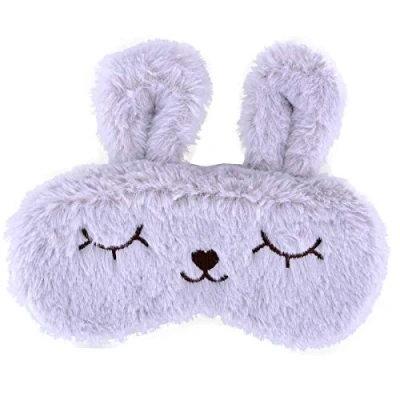 Image of Ulife Mall Funny Cute Bunny Eye Mask for Sleeping Travel Soft Plush Fluffy Blindfold Sleep Novelty Personalised Rabbit Cover Breathable Eyeshade Kids Girls Boys Women