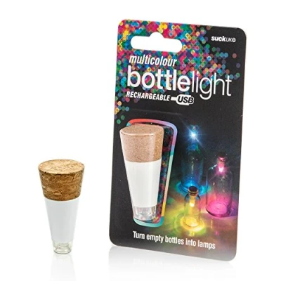 Image of Suck UK Single USB Bottle Lights With Cork Multi Colour Lamp Kit &amp; Rechargeable Light Battery Operated For Bottles And Jars LED Table Decorations Centrepiece