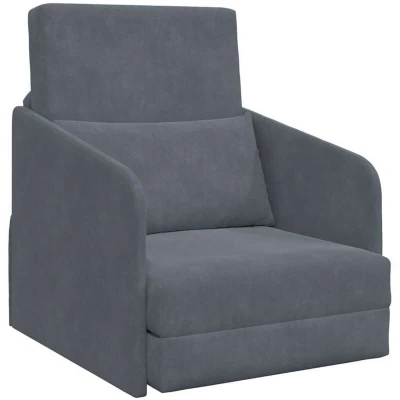 Image of vidaXL Floor Sofa Bed 2 in 1 Dark Grey 65x80x83 cm Velvet