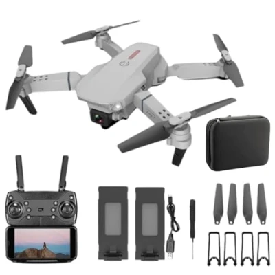 Image of Trendi Foldable Quadcopter Drone with 360 Roll 150m Range Dual HD Camera Lens 25 30 Min Flight Time Speed Control, Gesture Manipulation, Optical Flow, Avoidance 2 Batteries (grey)