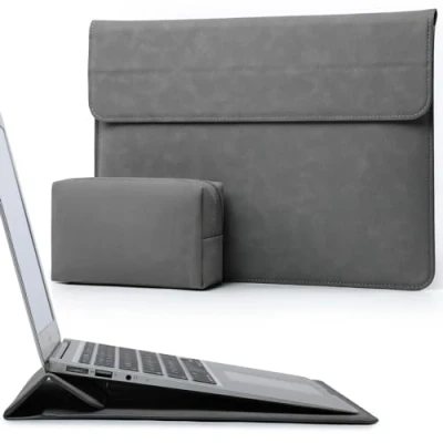 Image of HYZUO 13.3 14 Inch Laptop Sleeve Case with Stand Feature for MacBook Pro M4/M3/M2/M1 Pro/Max 2024 2021, Pro/Air 13.3, 13.5 13.8 Surface Laptop, HP Specter X360 13/14, Dark Grey