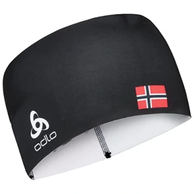 Image of Odlo Unisex Headband COMPETITION FAN WARM, black NORWEGIAN flag,