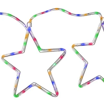 Image of WeRChristmas 7 Star Motif LED Rope Lights Silhouette, 300 cm Large, Multi Colour