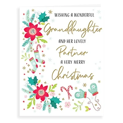 Image of Piccadilly Greetings Modern Christmas Card Granddaughter &amp; Partner 8 x 6 inches, A41307