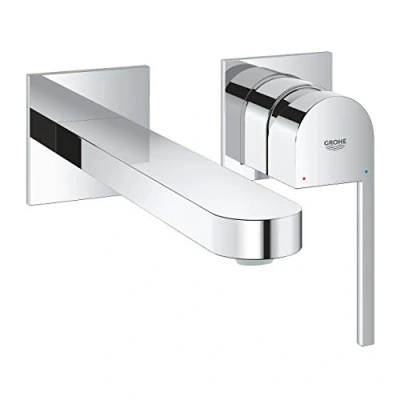 Image of GROHE Plus 2 Hole Basin Mixer, Wall Mounted, L Size Water Saving Tap in Chrome Finish 29306003