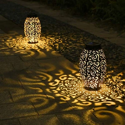 Image of Tomshine Solar Lanterns Outdoor Hanging Garden Ornaments 2 Pack Accessories for Patio Yard Warm White