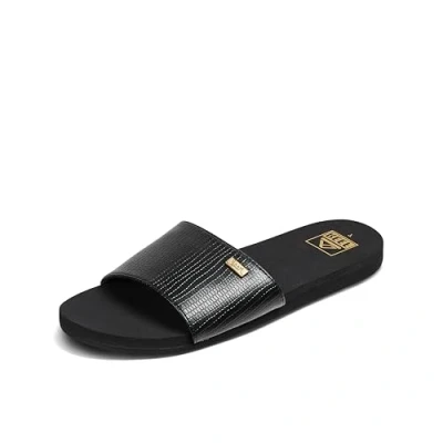 Image of Reef Women&#039;s Bliss Nights Slide Flip Flop, Black/Black, 8 UK