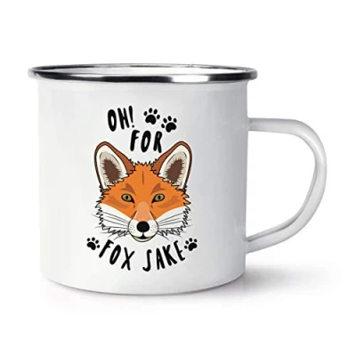 Image of Oh for Fox Sake Retro Enamel Mug Cup
