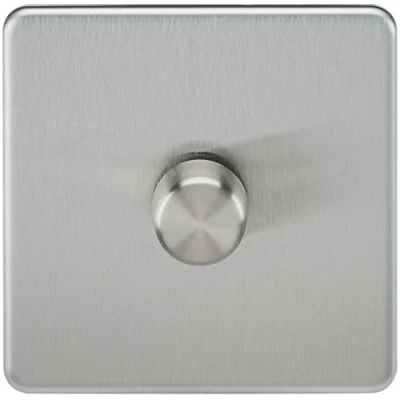 Image of KnightsBridge 1G 2 way 10 200W (5 150W LED) Intelligent Screwless Dimmer Brushed Chrome