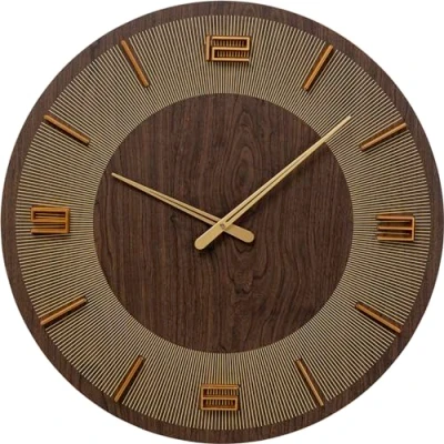 Image of Kare Wall Clock, Engineered Partial Wood Material, Brown, 60x60x4,2cm