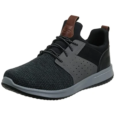 Image of Skechers Men&#039;s Classic Fit delson camden Sneaker, Black Grey, 8.5 UK Wide