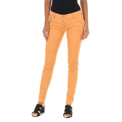 Image of Met Womens Long stretch fabric pants 70DBF0585 G194 woman Yellow Cotton Size 24 (Waist)