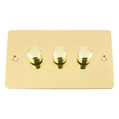 Image of A5 10 Amp Light Dimmer Switch 3 Gang 2 Way 400W Flat Polished Brass