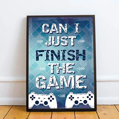 Image of RED OCEAN Blue Gaming Print Framed Gift For Gamer Son Dad Boys Bedroom Man Cave Wall Art