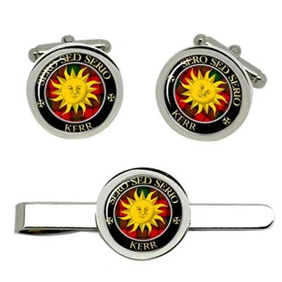 Image of Kerr Scottish Clan Cufflinks and Tie Clip Set