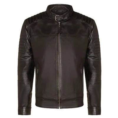 Image of Infinity Leather Mens Black Quilted Biker Jacket Paris Size Small