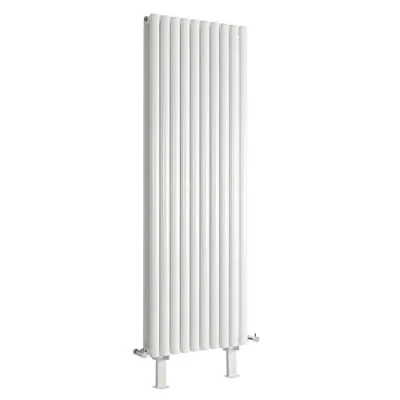 Image of Milano Aruba White Vertical Double Oval Panel Radiator Feet 1600mm x 590mm