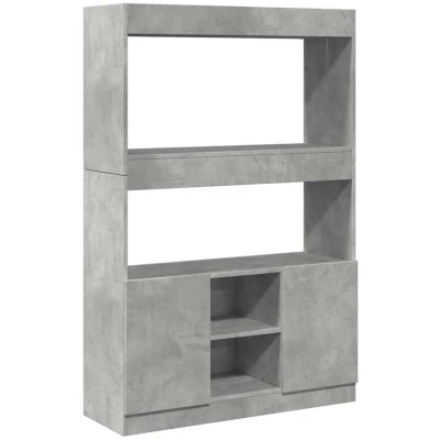 Image of vidaXL Highboard Sideboard Cabinet Concrete Grey Engineered Wood Storage Cupboard for Living Room, Bedroom, Office 92 x 33 140 cm with Doors
