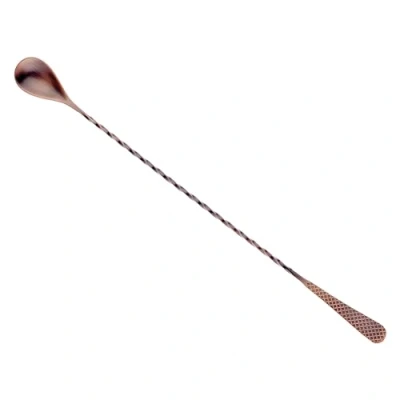 Image of Barfly M37204ACP 13.2 inch Bar Spoon Antique Copper Diamond Lattice, 18/8 Stainless Steel