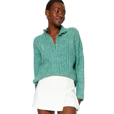 Image of Trendyol Women Oversize Basic High Neck Knitwear Sweater Mint