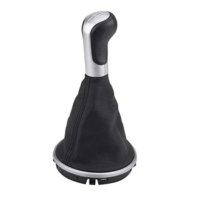 Image of Terisass Gear Stick Shift Knob， Knob Shifter 5 Speed Lever Gaiter Boot Cover for Fab ia MK2 Roomster 5J0711113F