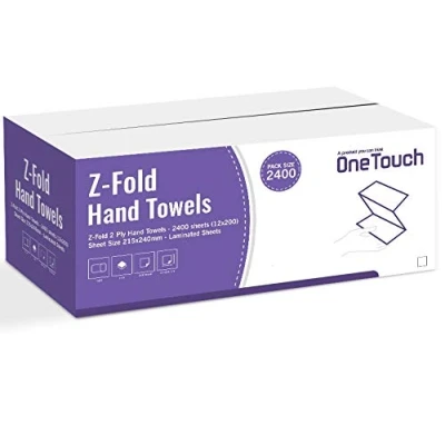 Image of Interfold 2ply Hand Towel Z Fold Soft Paper Multifold Disposable Luxury White (2400 Towels)