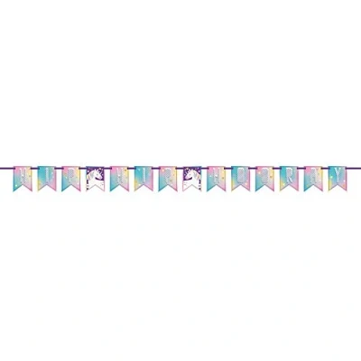 Image of Multicolor Unicorn Party Pennant Banner (213cm) 1 Piece Enchanting Decor for Kids Birthdays &amp; Events