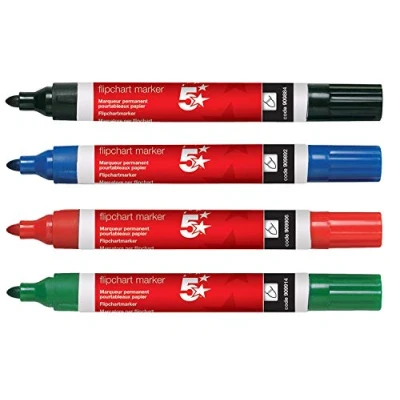 Image of 5 Star 3 X Flipchart Marker Pen Water based Line Width 2 mm Assorted [Pack of 4]