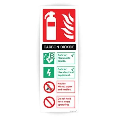 Image of Fire Extinguisher Signs Self adhesive (100 x 280 mm) Co2 Sign Vinyl Stickers